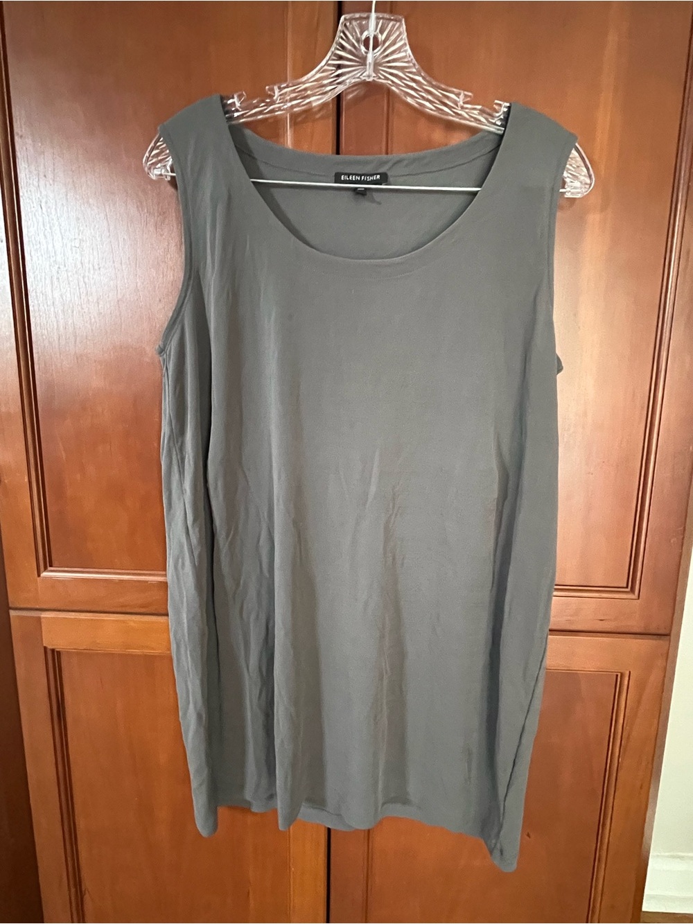 Eileen Fisher 100% Silk Long Tunic Tank Top Women’s Medium Gray Sleeveless